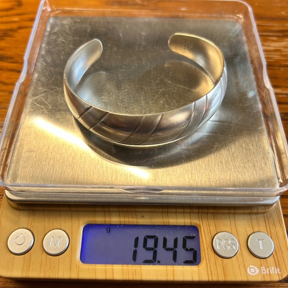 Vintage Sterling Silver Cuff Bracelet Mexico Taxco Signed TR-53 Brushed Shiny - Picture 9 of 9